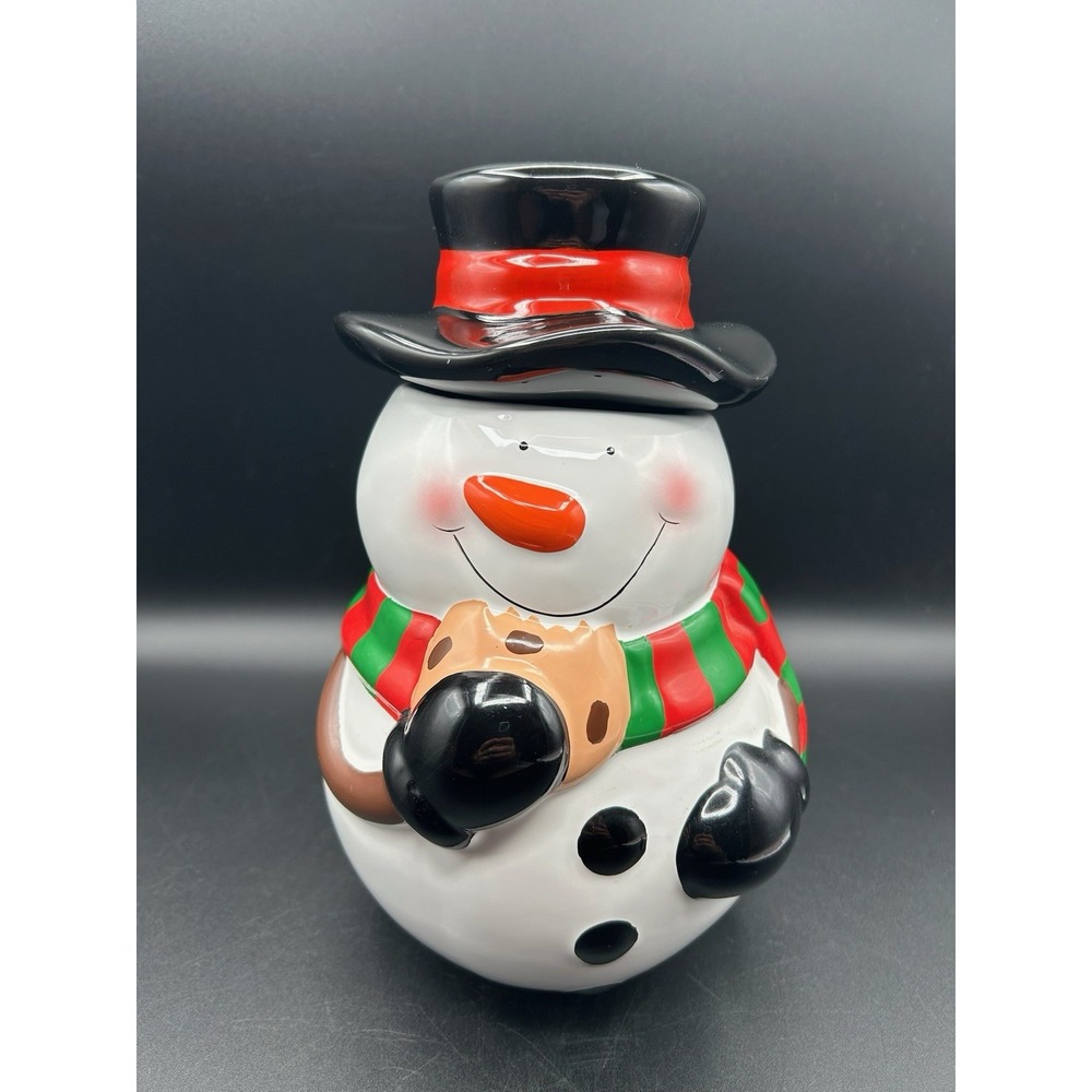 Telaflora Snowman Christmas Cookie Jar Holiday Decor